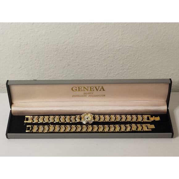 GENEVA Women\'s Quartz Watch Gold Tone w Matching Bracelet In Box NEW BATTERY main image 9